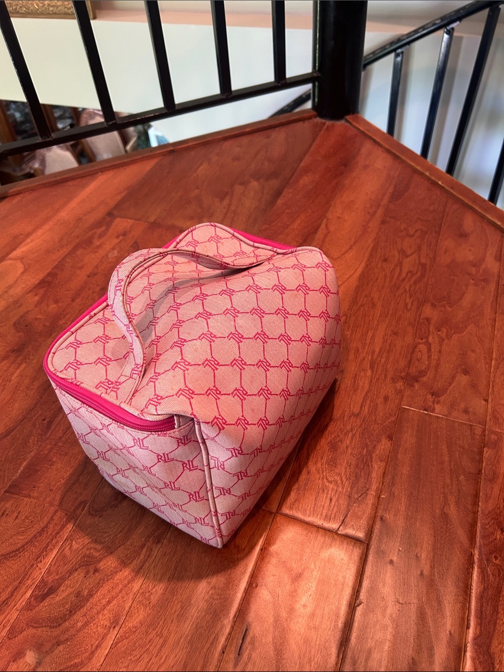 Ralph Lauren RL Monogram Pink Canvas Cosmetic Train Case - Picture 10 of 10